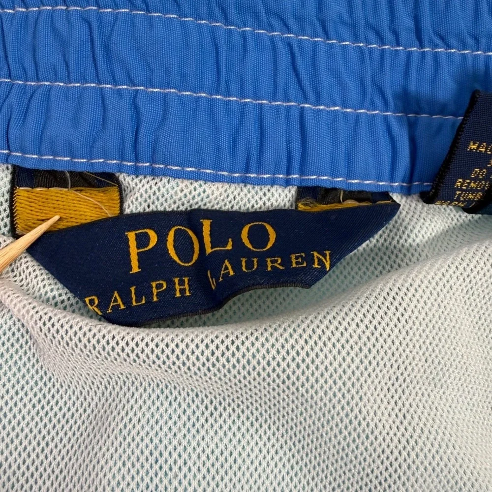 Polo Ralph Lauren Swim Trunks Mens XL Light Blue Cargo Pocket Mesh Lined Shorts